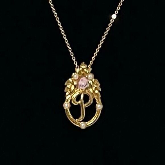 Avon Gold and Pink Floral Necklace - Picture 1 of 7